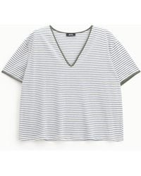 Dixie - T-Shirt Rayé Col En V Avec Finitions Contrastées - Lyst