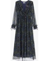 Dixie - Robe Longue Motif Cachemire À Volants Et Manches Transparentes - Lyst