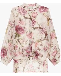 Dixie - Camicia Stampa Floreale Con Nodo Frontale E Maniche Lunghe - Lyst