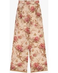 Dixie - Pantalon Palazzo Imprimé Fleuri Taille Haute - Lyst