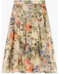 Dixie - Jupe Midi Plissée Imprimé Fleuri Taille Haute - Lyst