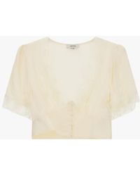 Dixie - Top Corto Con Maniche Trasparenti E Scollo A V - Lyst