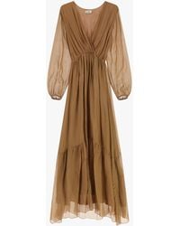 Dixie - Abito Lungo Con Maniche Ampie E Scollo A V - Lyst