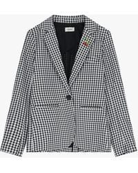 Dixie - Blazer Con Motivo A Quadri E Bottoni - Lyst