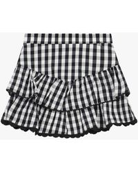 Dixie - Jupe Courte Taille Haute À Volants Motif Vichy - Lyst