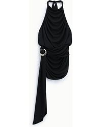 Dixie - Robe Courte Drapée À Encolure Halter Et Anneau - Lyst