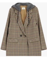 Dixie - Blazer Croisé À Capuche Motif Carreaux - Lyst