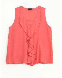Dixie - Top Senza Maniche Con Scollo A V E Volant - Lyst