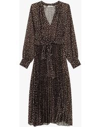 Dixie - Robe Midi Imprimée À Ceinture Et Manches Longues - Lyst