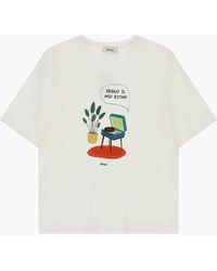 Dixie - T-Shirt Col Rond Imprimé Illustré Coupe Droite - Lyst