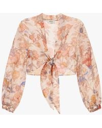 Dixie - Blouse Imprimée À Fleurs Avec Manches Longues Et Nœud Devant - Lyst