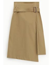 Dixie - Gonna Midi Asimmetrica Con Spacco E Cintura - Lyst