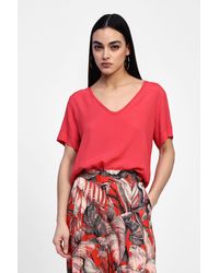 Dixie - T-Shirt Fluida Con Maniche Corte E Scollo A V - Lyst