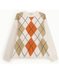 Dixie - Pull Col Rond À Motif Losanges Manches Longues - Lyst