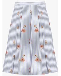 Dixie - Jupe Midi À Rayures Et Fleurs Taille Haute - Lyst