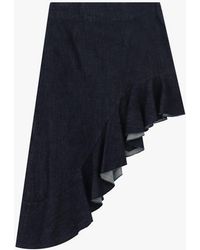 Dixie - Jupe Midi Asymétrique À Volant Et Taille Haute - Lyst