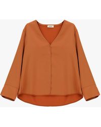 Dixie - Camicia Ampia Con Scollo A V E Maniche Lunghe - Lyst