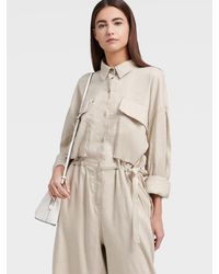 DKNY Wide Leg Jumpsuit With Pockets - Natural