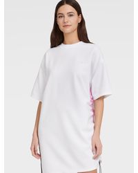DKNY Ruched Dress With Contrast Panel - White