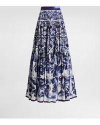 Dolce & Gabbana - Dg Exclusive Majolica- Long Poplin Skirt - Lyst