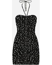 Dolce & Gabbana - Short Draped Tulle Dress With Polka-Dot - Lyst