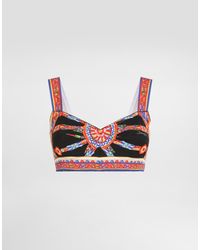 Dolce & Gabbana - Carretto-Print Charmeuse Top - Lyst