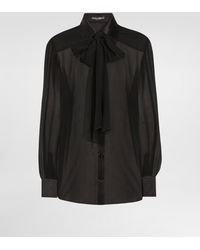 Dolce & Gabbana - Silk Chiffon Shirt With Pussy-Bow - Lyst