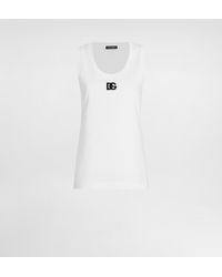 Dolce & Gabbana - Oversize Jersey Tank Top With Dg Logo Embroidery - Lyst