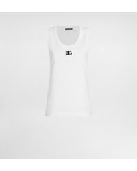 Dolce & Gabbana - Oversize Jersey Tank Top With Dg Logo Embroidery - Lyst