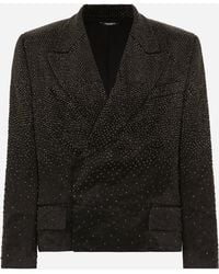 Dolce & Gabbana - Embroidered Satin Double-Breasted Jacket - Lyst