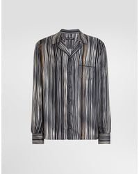 Dolce & Gabbana - Stripe-Print Hawaii Silk Twill Shirt - Lyst