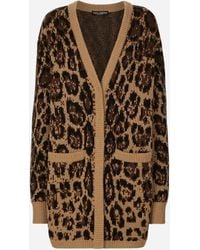 Dolce & Gabbana - Leopard Print Cashmere Cardigan - Lyst