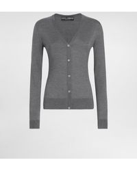 Dolce & Gabbana - Cardigan Mit V-Ausschnitt Aus Seide Mit Dg-Logostickerei - Lyst