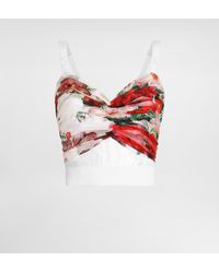 Dolce & Gabbana - Rose- Marquisette And Chiffon Corset Top - Lyst