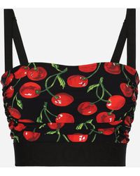 Dolce & Gabbana - Cherry-Print Technical Jersey Top With Straps - Lyst