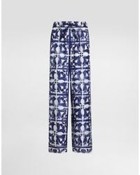 Dolce & Gabbana - Dg Exclusive Hose Vanity Aus Seidentwill Mit Majolika-Print - Lyst