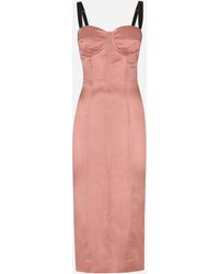 Dolce & Gabbana - Satin Calf-Length Corset Dress - Lyst
