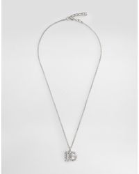 Dolce & Gabbana - Fine Link Necklace With Rhinestone-Detailed Dg Logo - Lyst
