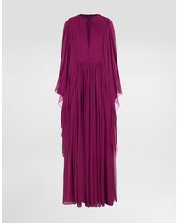 Dolce & Gabbana - Long Silk Chiffon Caftan With Drawstring - Lyst