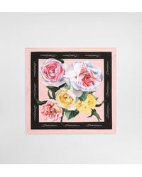 Dolce & Gabbana - Rose And Peony- Silk Twill Foulard (50X50) - Lyst