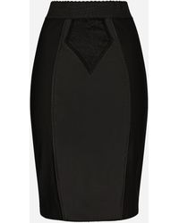 Dolce & Gabbana - Midirock Aus Satin Und Powernet - Lyst