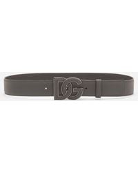 Dolce & Gabbana - Deerskin-Print Calfskin Belt With Logo Print - Lyst