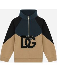 Dolce & Gabbana Sweatjacke aus Jersey mit Reißverschluss DG-Logoprint - Mehrfarbig