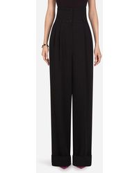 Dolce & Gabbana Hoch Geschnittene Flare-Hose Aus Cady - Schwarz