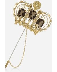 Dolce & Gabbana - Royal Brosche Aus 18 Karat Gelbgold Und Weißgold, Mit Quarzen Und Diamanten - Lyst