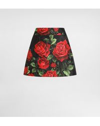 Dolce & Gabbana - Rose-Print Brocade Skirt - Lyst