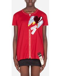 Dolce & Gabbana T-Shirt With Cotton Patch Embellishment - Lila