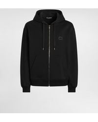 Dolce & Gabbana - Cotton Hooded Sweatshirt With Logo Plate - Lyst