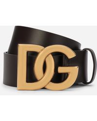 Dolce & Gabbana Ceinture en cuir lux avec boucle à logo DG croisé - Multicolore