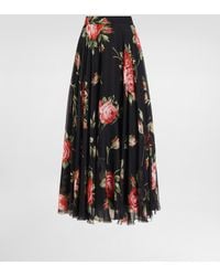 Dolce & Gabbana - Rose Bouquet-Print Chiffon Circle Skirt - Lyst